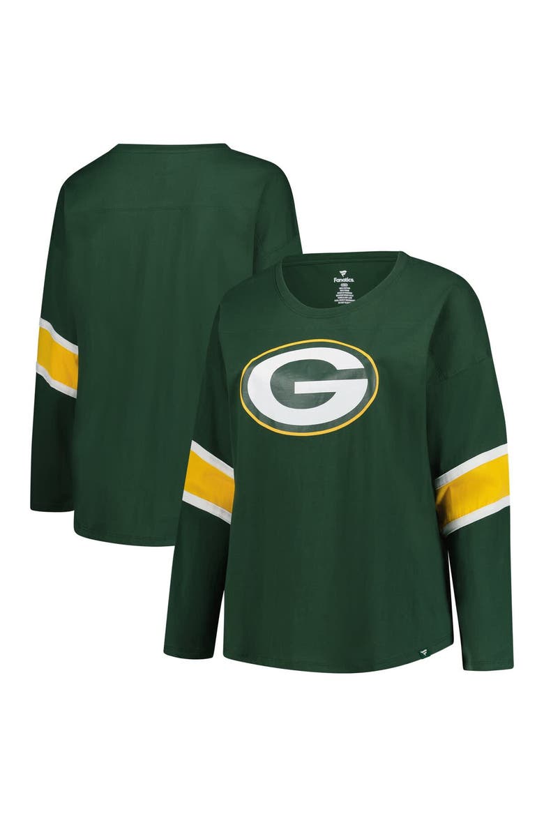 Women's Fanatics Green Green Bay Packers Plus Size Redzone 3/4-Sleeve Scoop Neck T-Shirt, Main, color, Green