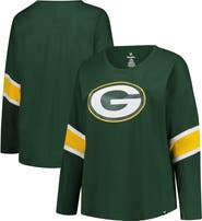 FANATICS Women's Fanatics Green Green Bay Packers Plus Size Redzone 3/4-Sleeve Scoop Neck T-Shirt