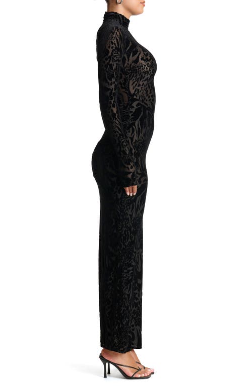 Naked Wardrobe Burnout Long Sleeve Maxi Dress In Black
