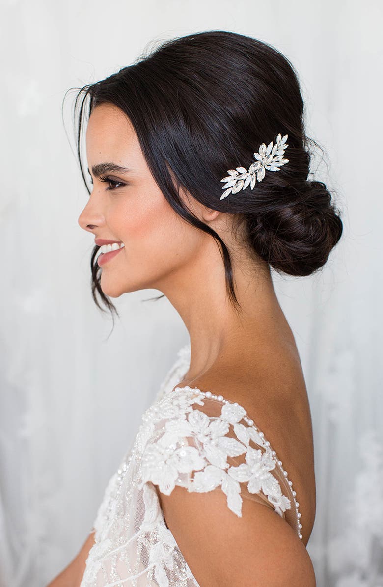 Brides & Hairpins Monet Opal & Swarovski Crystal Clip, Alternate, color, Silver