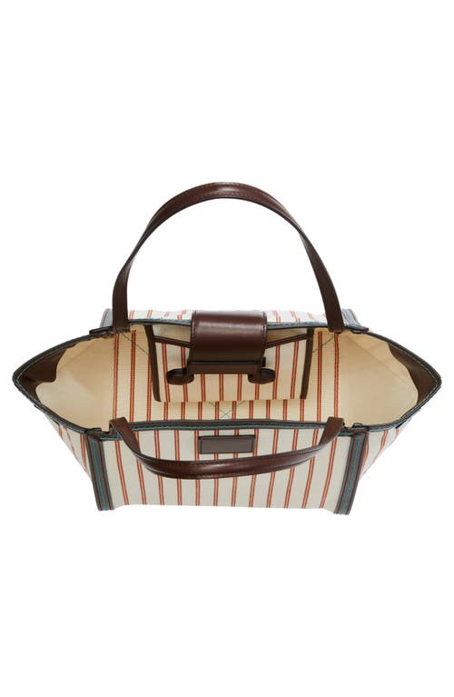 Marni Mini Riviera Stripe Tote In White Comb