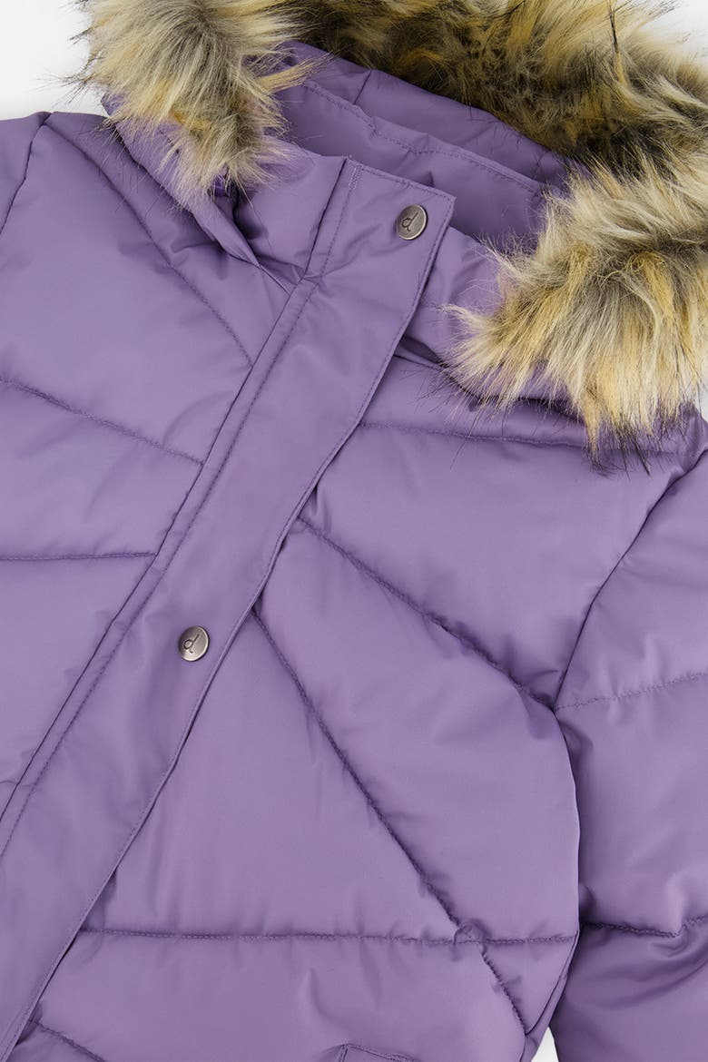 Long Diamond Quilted Faux Fur Hood Puffer Coat, Alternate, color, Violet