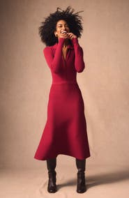 Boden Fiona Zip Front Long Sleeve Knit Dress