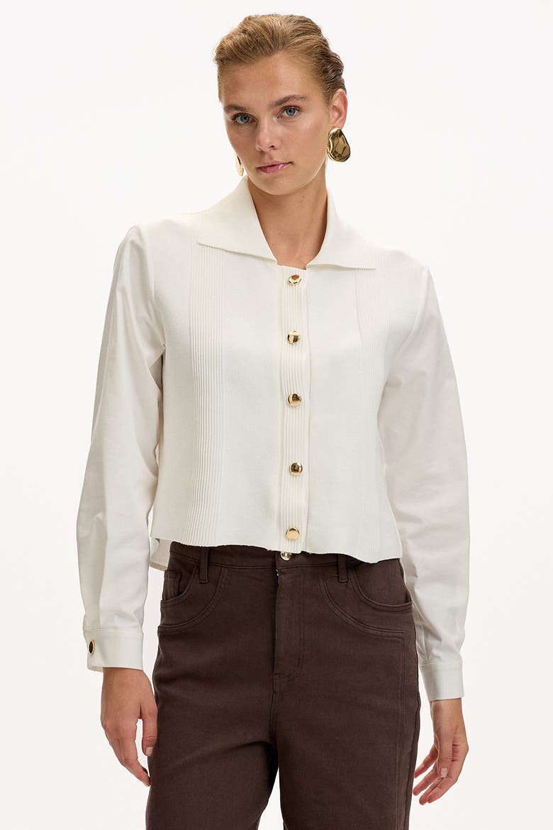 Corinne Poplin Shirt, Alternate, color, Ecru