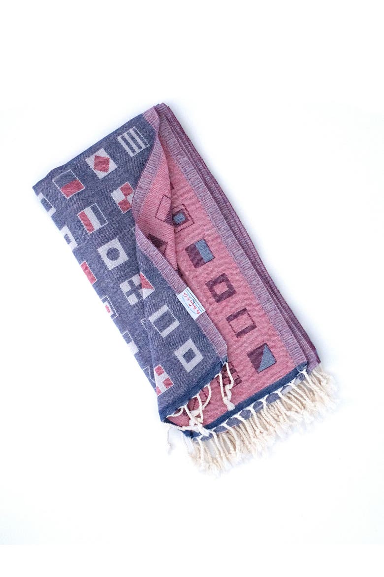 Oversized 37" x 71" Preppy Turkish Beach Towel by Ramus & Co, Alternate, color, Nautical Flags