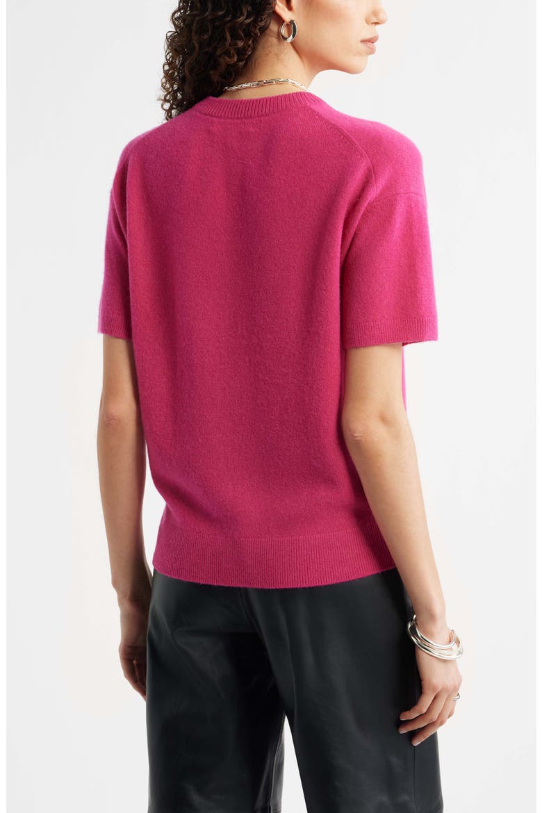Short Sleeve Cashmere Sweater, Alternate, color, RED JAZZY
