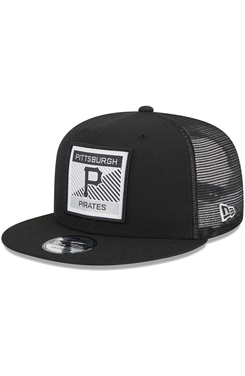New Era Men's New Era Black Pittsburgh Pirates Scratch Squared Trucker 9FIFTY Snapback Hat, Main, color, 