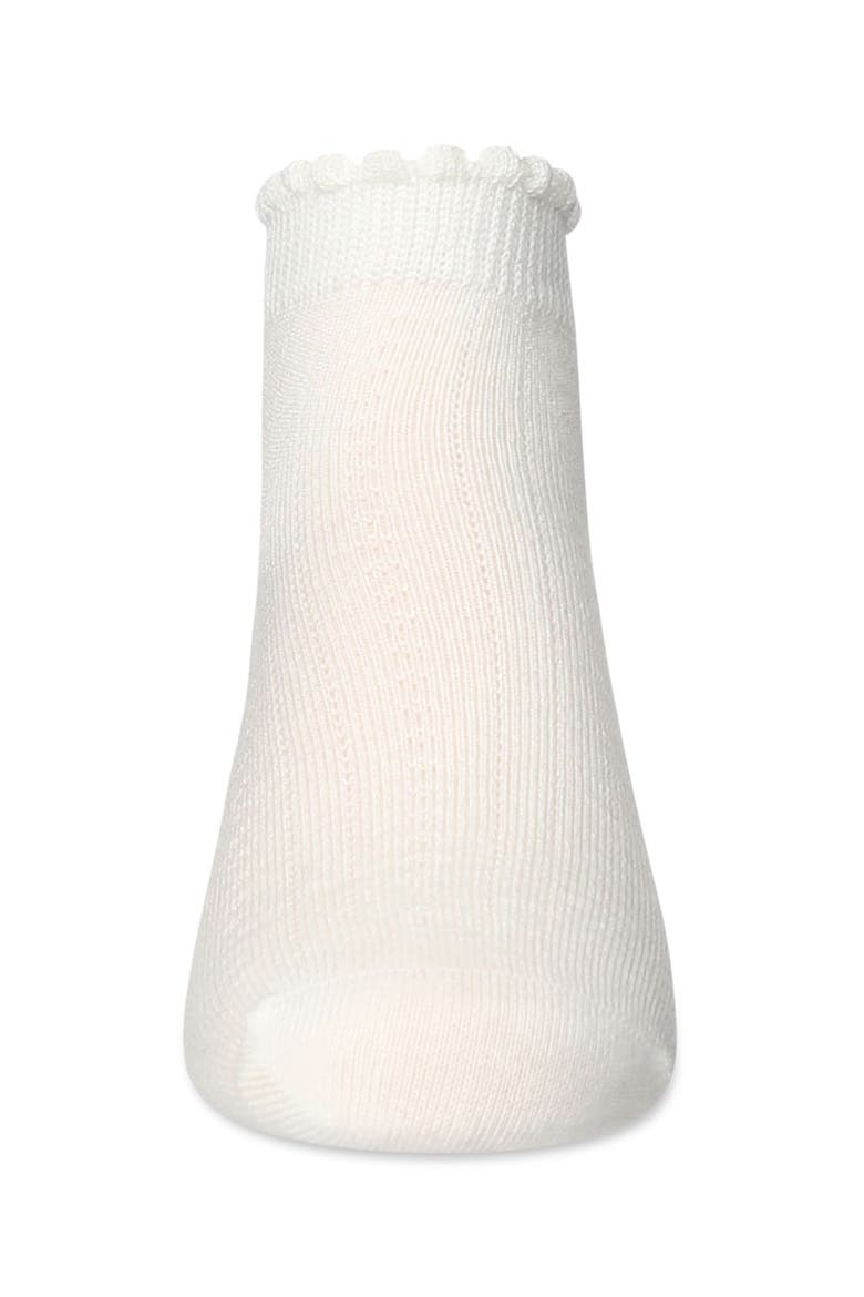 Ditsy Floral Scalloped Cuff Anklet Sock, Alternate, color, Winter White