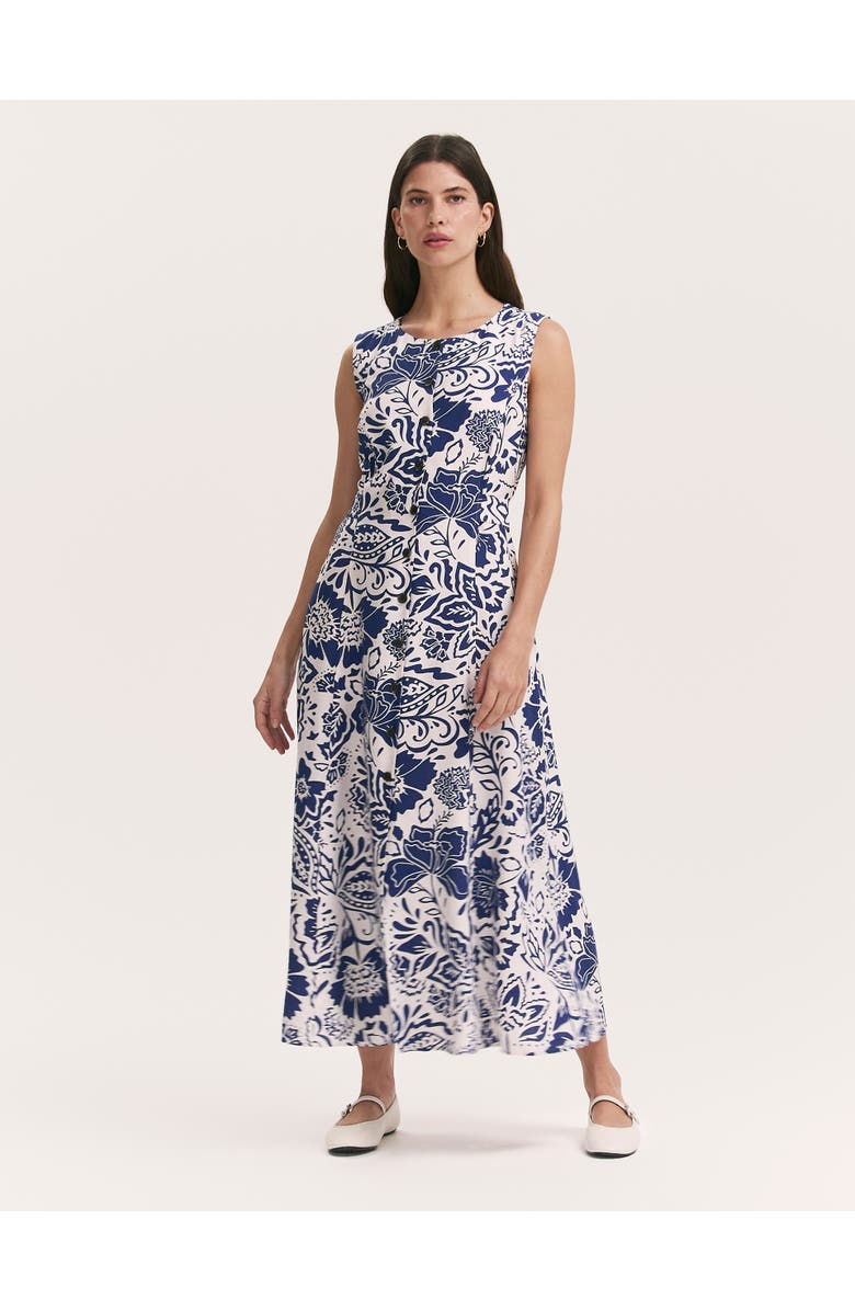 Finery London Aimee Floral Midi Dress, Main, color, Navy Flower