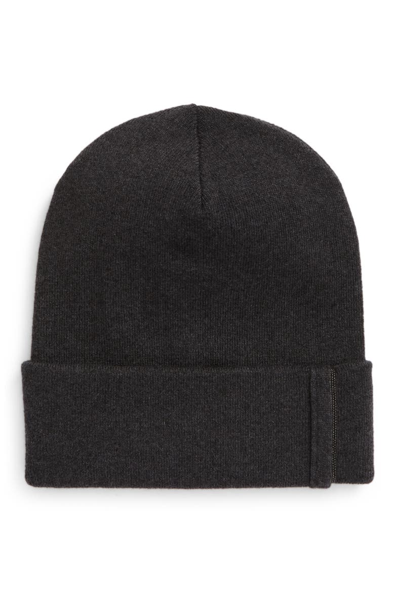 Monili Trim Cashmere Beanie, Main, color, BLACKSTONE