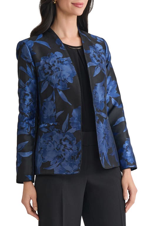 Kasper Plus Size Floral-jacquard Jacket In Black