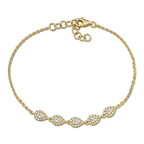 Diamond Halo Bracelet 14k Yellow Gold