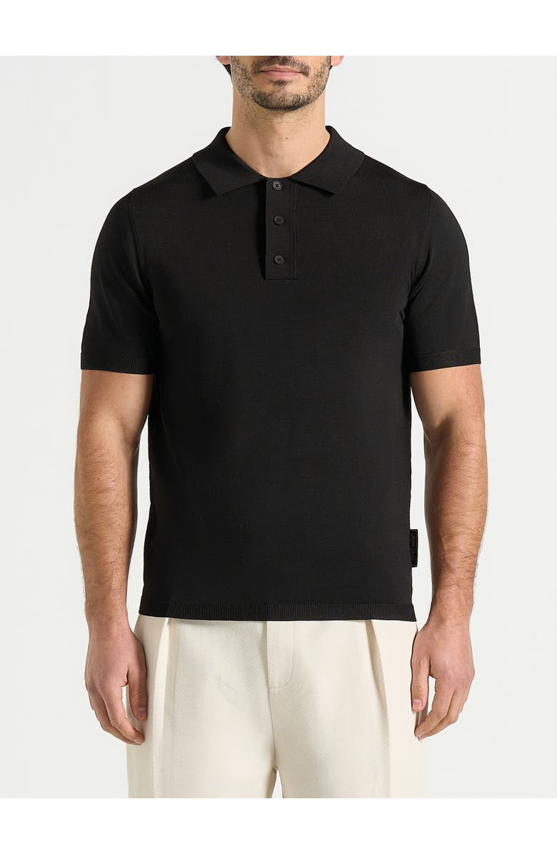 Manière De Voir Bryn Luxe Knitted Polo Top, Main, color, Black