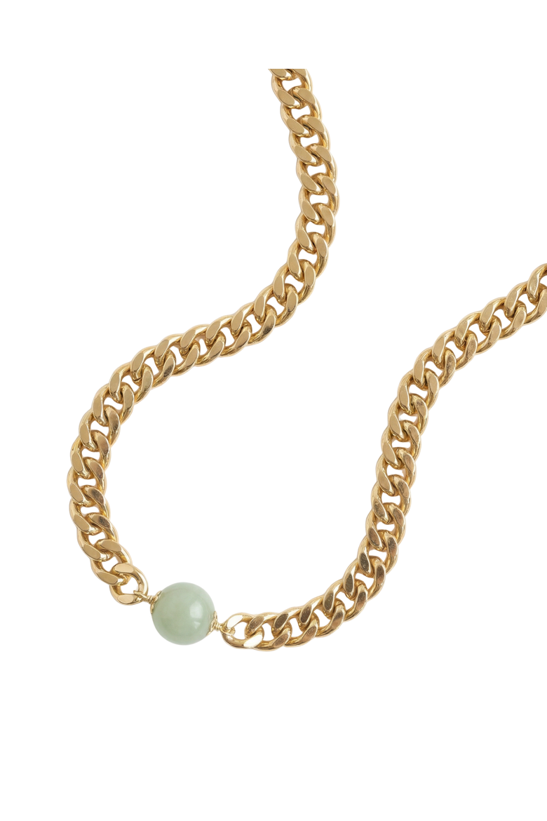 Charlotte Green jade gold chain necklace, Alternate, color, Gold