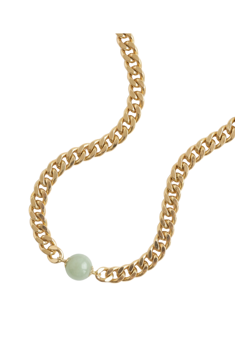 seree Charlotte Green jade gold chain necklace, Alternate, color, Gold