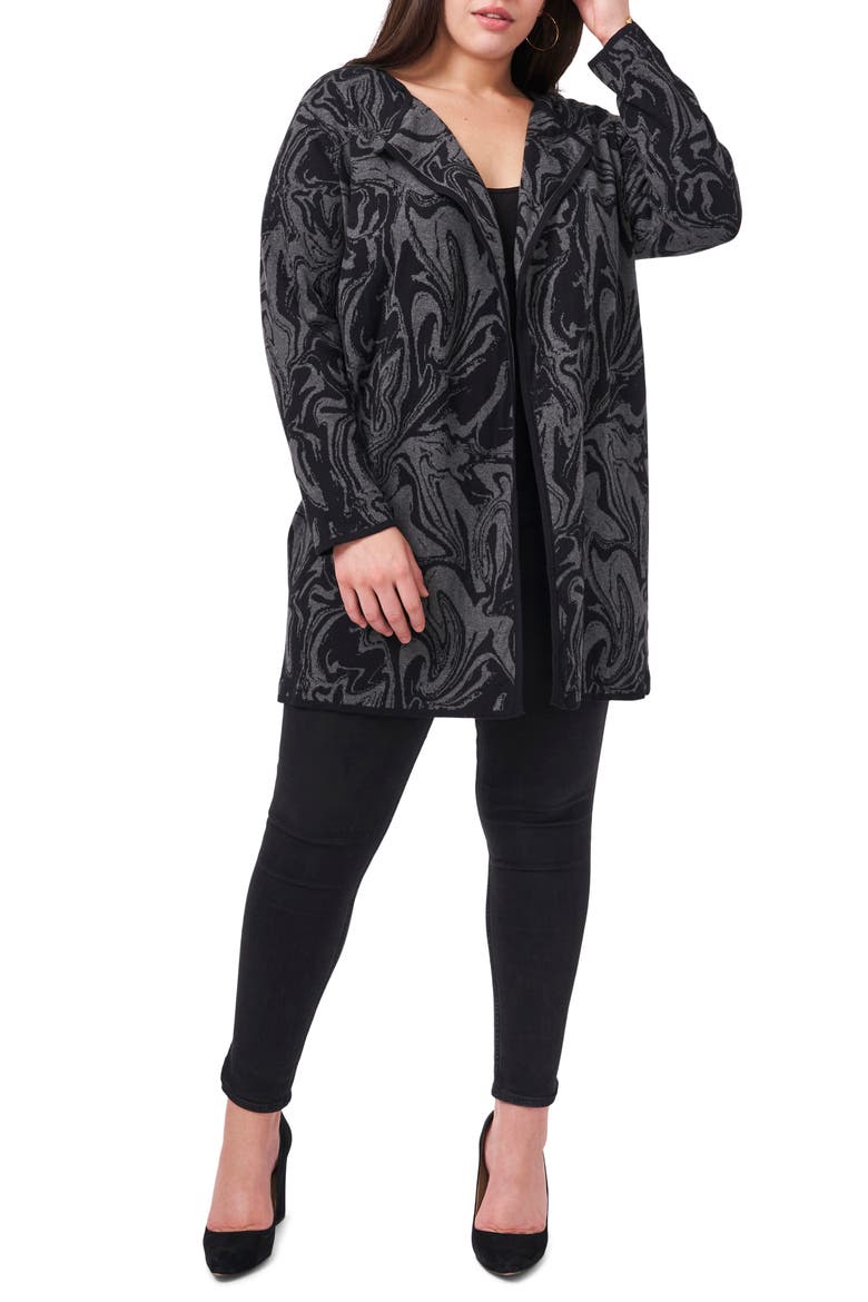 Open Front Knit Jacket, Alternate, color, RICH BLACK