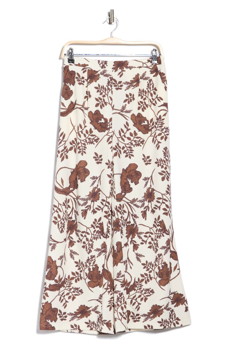 Floral Wide Leg Pants, Main, color, BONE BROWN FLORAL