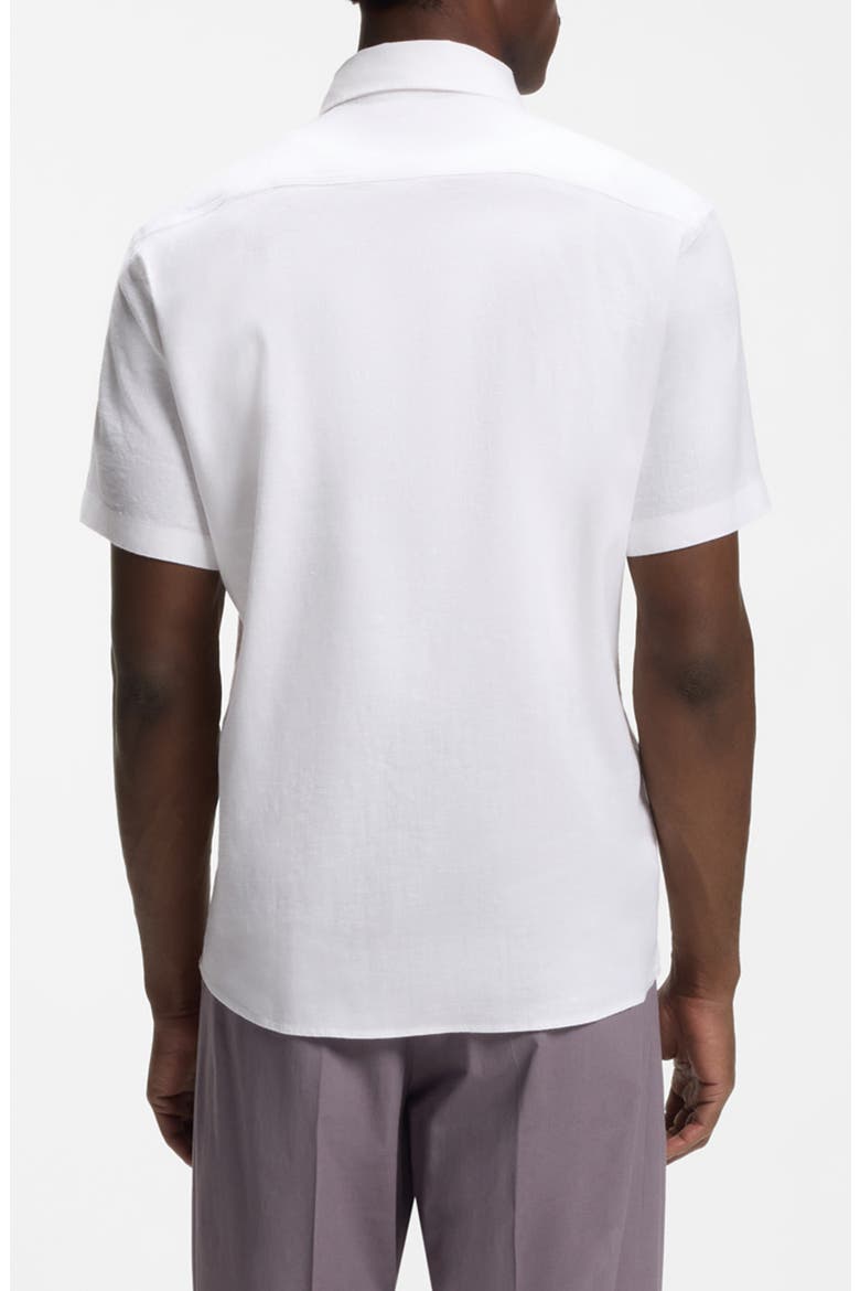 Short Sleeve Linen Blend Stretch Shirt, Alternate, color, WHITE
