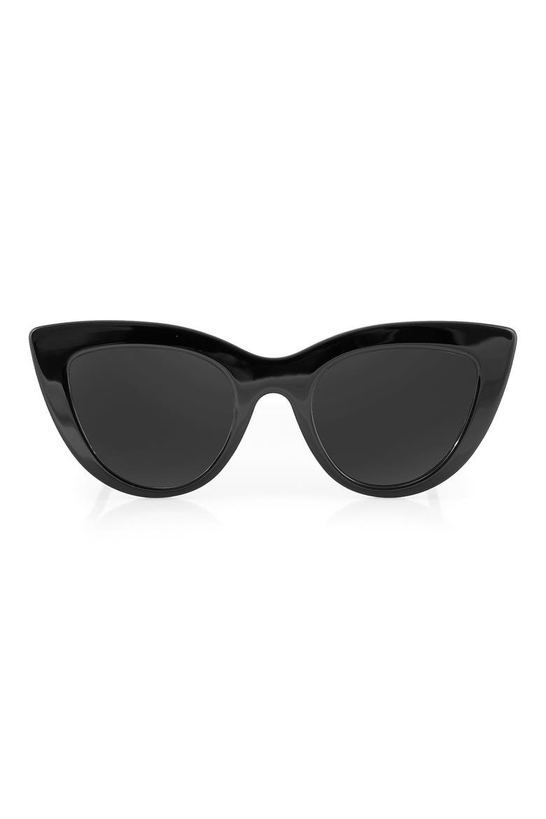 Leia 49mm Cat Eye Sunglasses, Main, color, BLACK/ BLACK