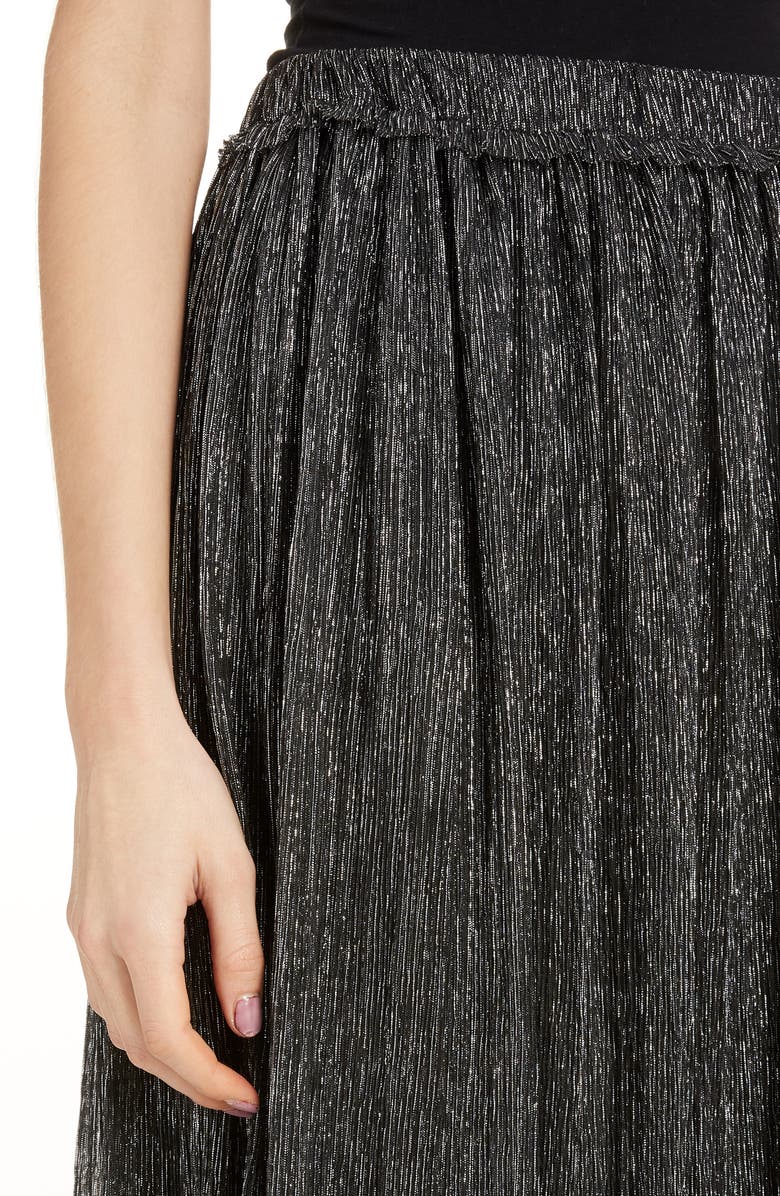 Isabel Marant Étoile Beatrice Pleated Lamé A-Line Skirt, Alternate, color, 