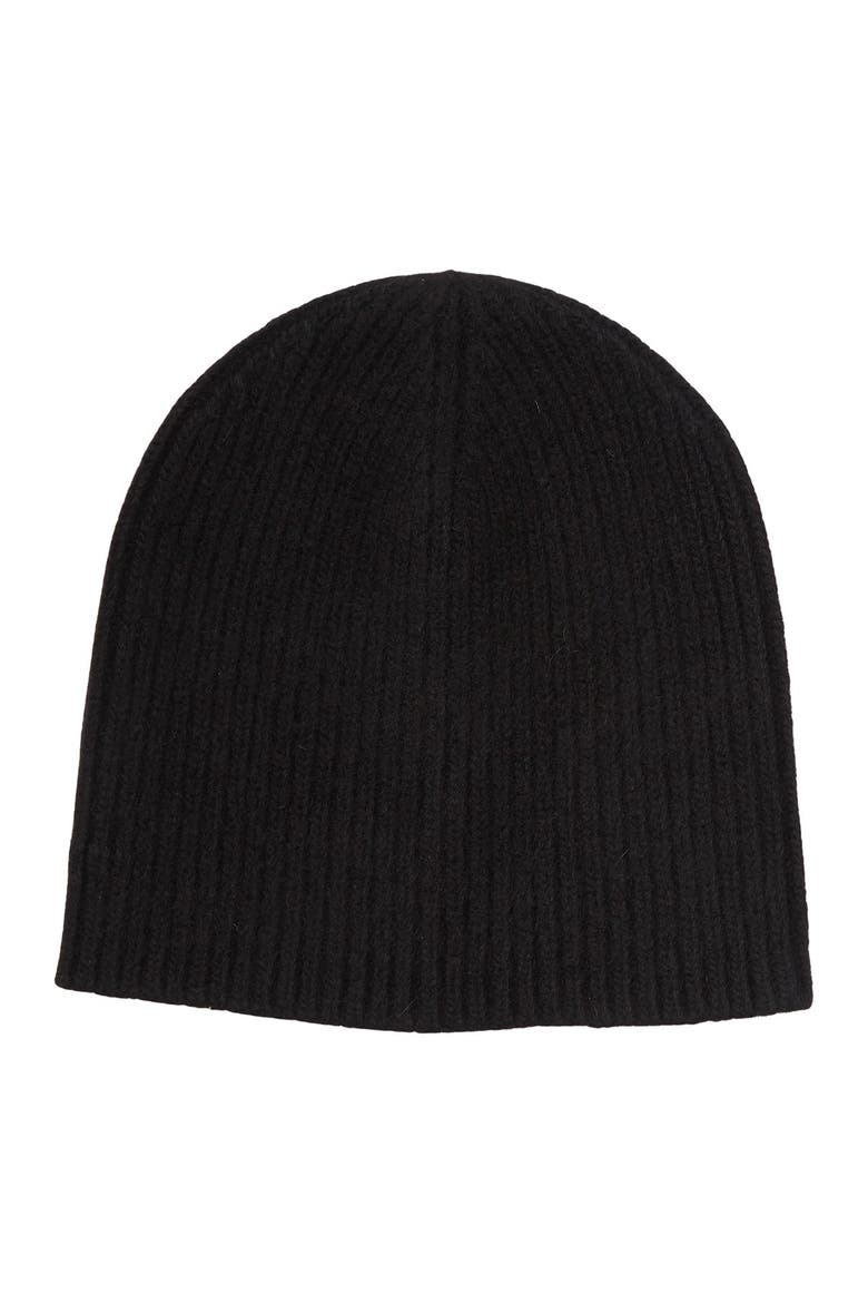 Cashmere Ribbed Beanie, Main, color, BLACK