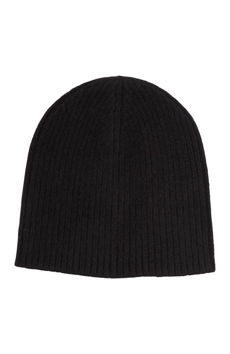 Portolano Cashmere Ribbed Beanie, Main, color, Black