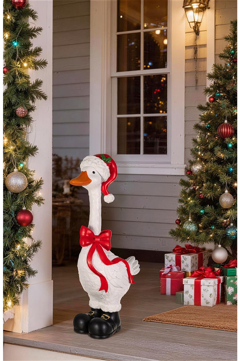24"H Christmas Polyresin Goose Porch Decor, Alternate, color, White