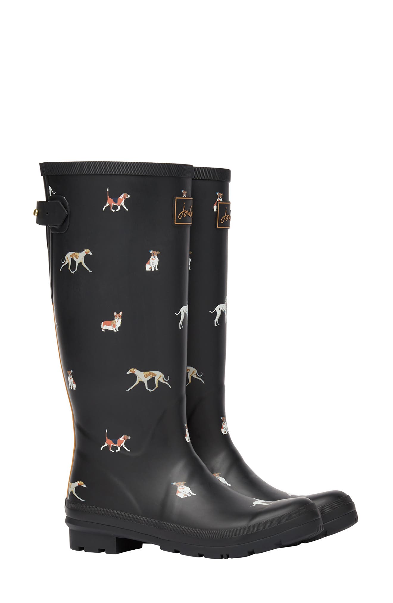 Welly Print Waterproof Rain Boot, Main, color, BLACK DOG