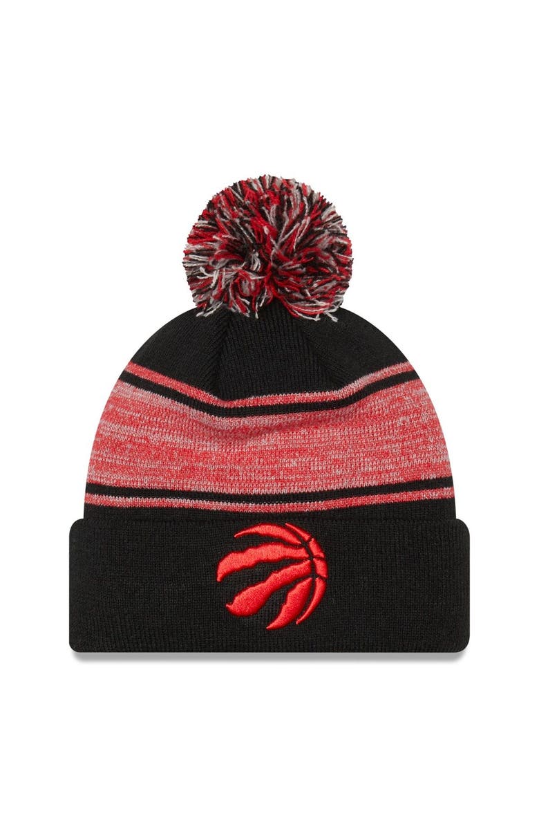New Era Men's New Era Black Toronto Raptors Chilled Cuffed Knit Hat with Pom, Main, color, Black