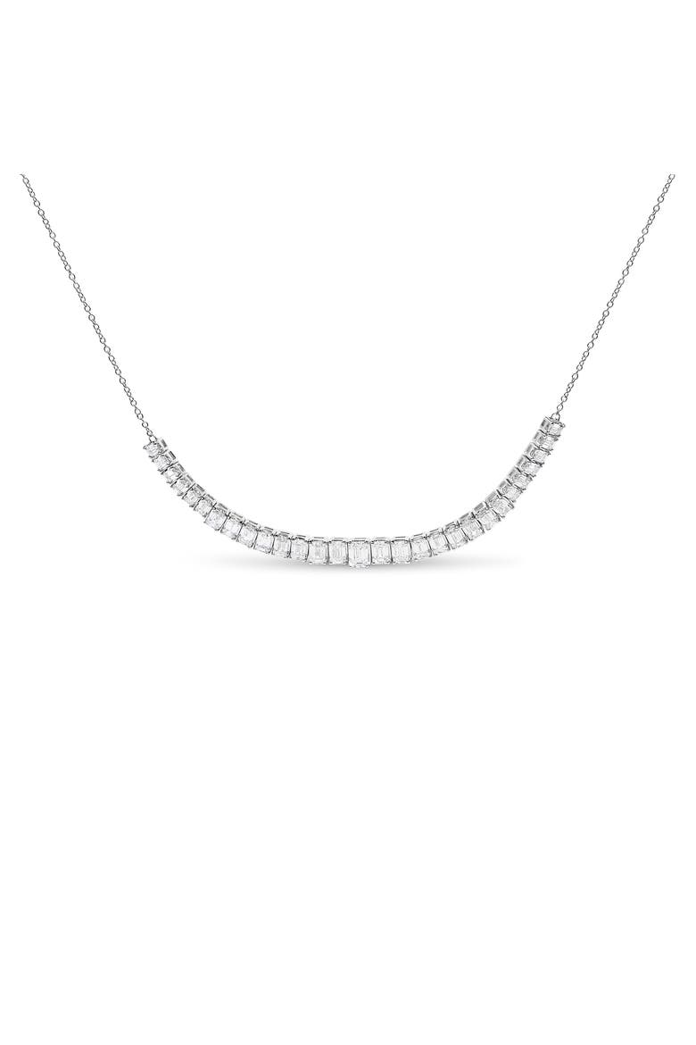14K White Gold Lab Grown Diamond 5.0 Cttw Emerald Cut Station Necklace, Main, color, White Gold