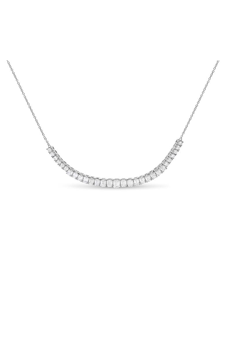 Haus of Brilliance 14K White Gold Lab Grown Diamond 5.0 Cttw Emerald Cut Station Necklace, Main, color, White Gold
