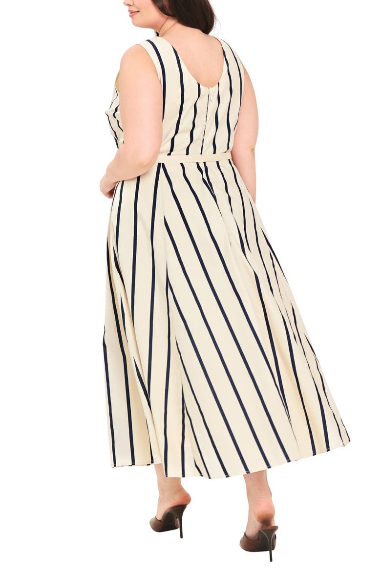 Striped Cotton Midi Dress, Alternate, color, ECRU/ NAVY