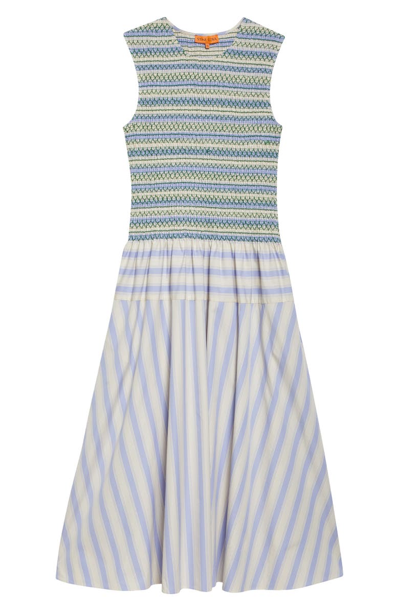 Stine Goya Mixed Stripe Smock Bodice Organic Cotton Dress, Alternate, color, Pastel Stripes