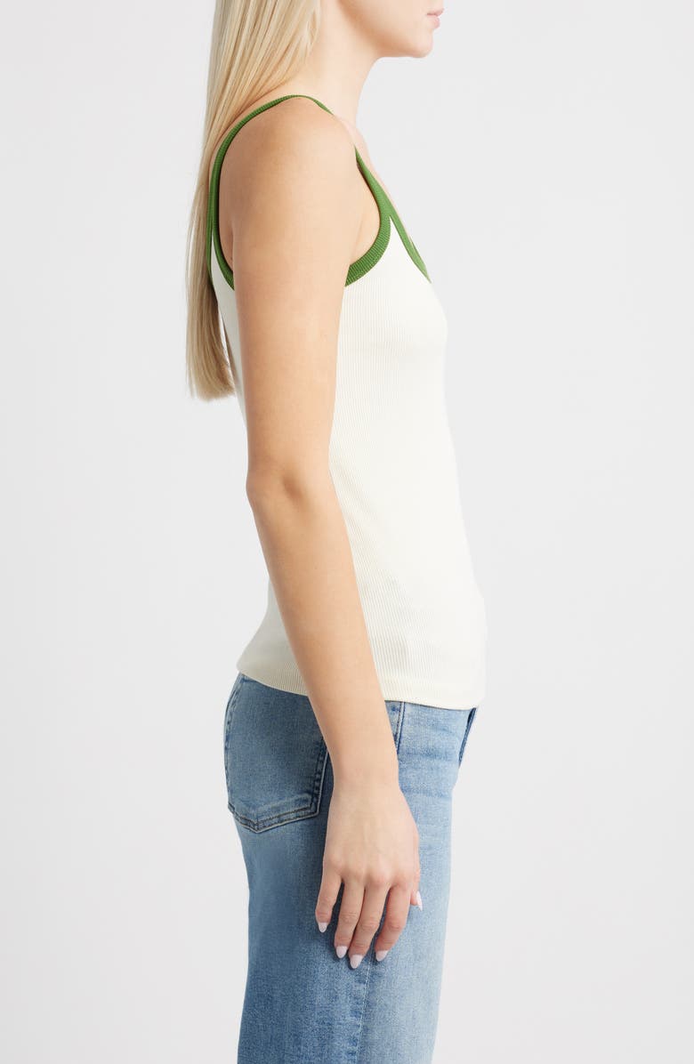 Topshop Contrast Trim Rib Tank, Alternate, color, White