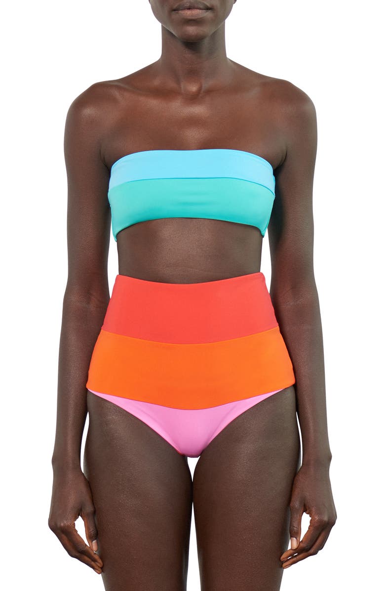 Mara Hoffman Lydia High-Waist Bikini Bottoms, Alternate, color, 