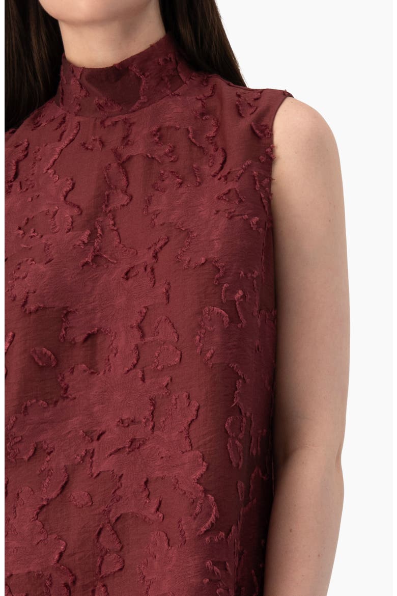 Sleeveless Lace-textured A-line Dress, Alternate, color, Wine