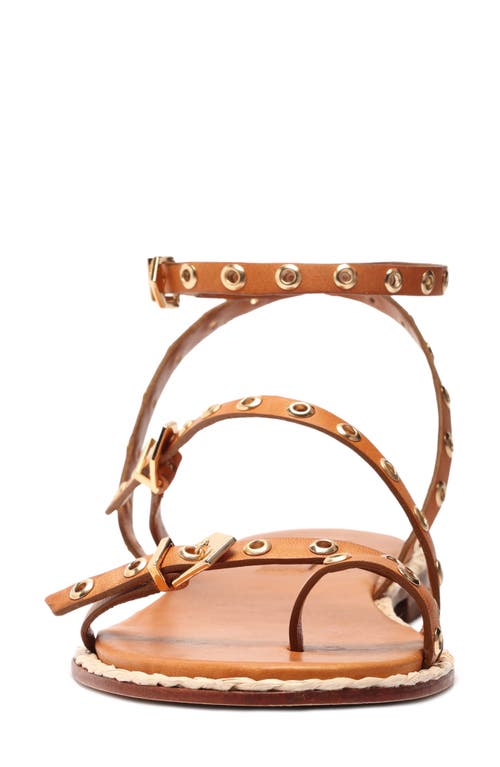 Schutz Annete Ankle Strap Snakeskin Embossed Sandal In Brown