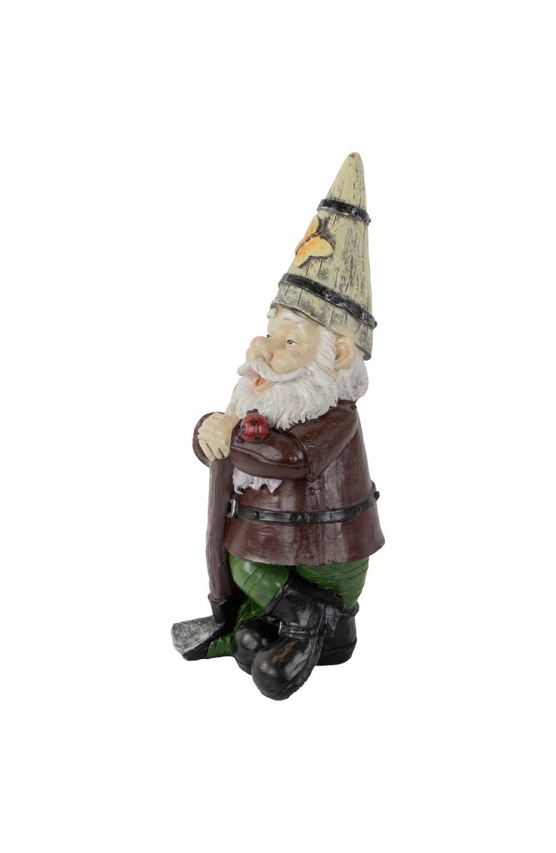Northlight Gnome with Butterfly and Ladybug Outdoor Garden Statue - 15.25", Alternate, color, Brown