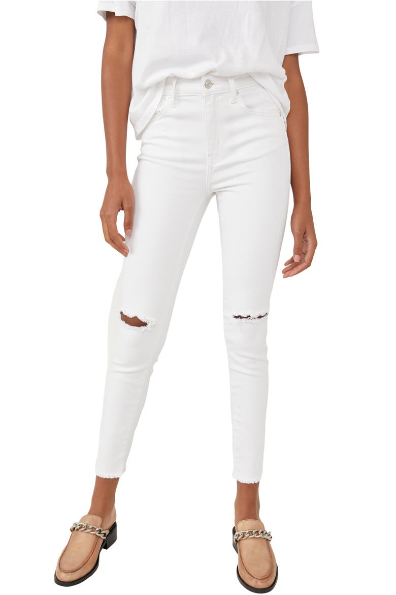 High Waist Ankle Jeggings, Main, color, SLASHER WHITE