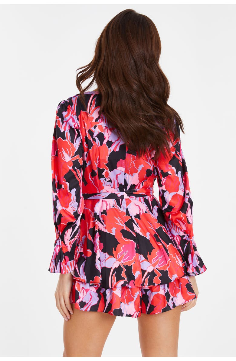 QUIZ Long Sleeve Wrap Romper, Alternate, color, 