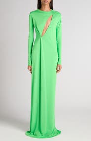 TOM FORD Slash Cutout Long Sleeve Fluid Jersey Gown