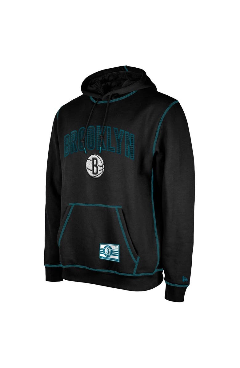 New Era Men's New Era Black Brooklyn Nets 2023/24 City Edition Satin Stitch Elite Pack Pullover Hoodie, Alternate, color, 