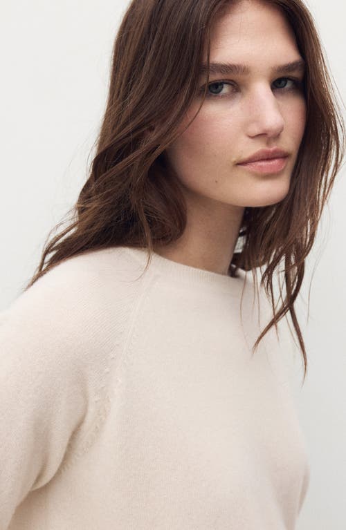 Mango Crewneck Cashmere Sweater In White