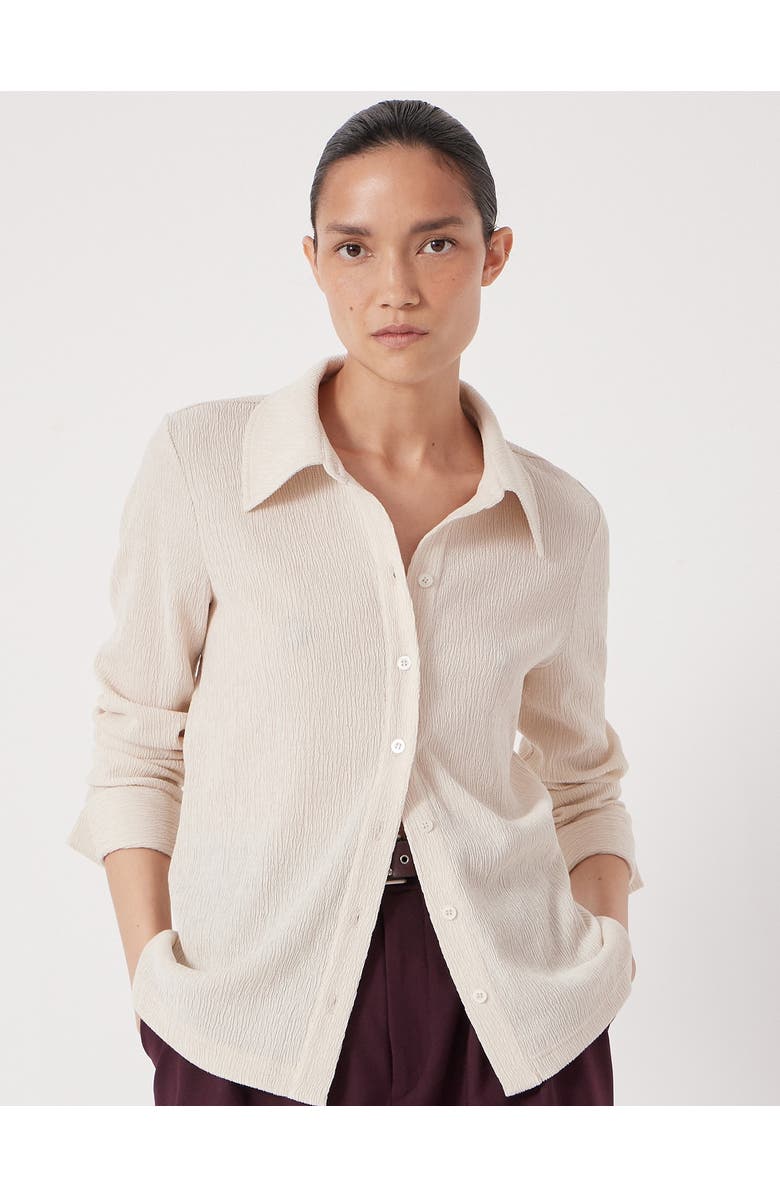 Hush Textured Slim Shirt, Main, color, Almond