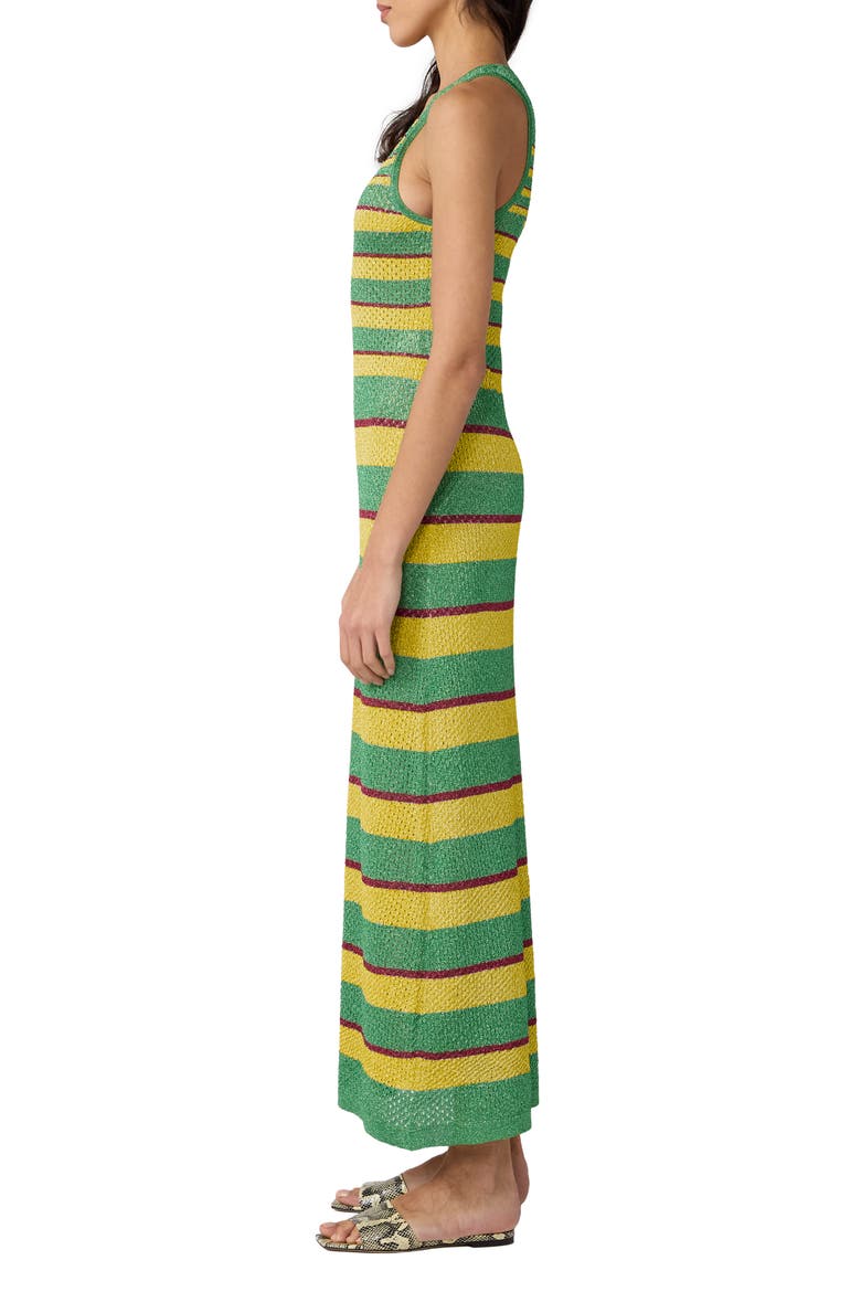 Esme Stripe Plunge Neck Knit Dress, Alternate, color, GREEN/ LEMON CURRY