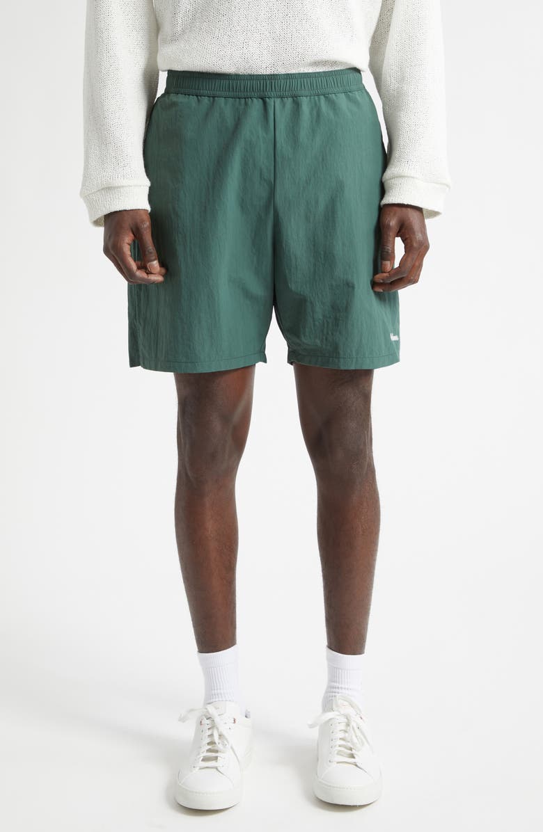 PALMES Chain Stitch Logo Tennis Shorts, Main, color, Dark Green
