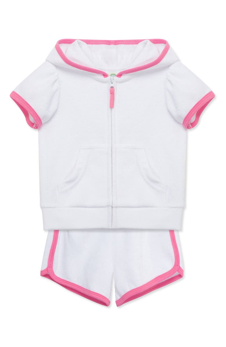 Little Me Terry Cover-Up Hoodie & Shorts Set, Alternate, color, 
