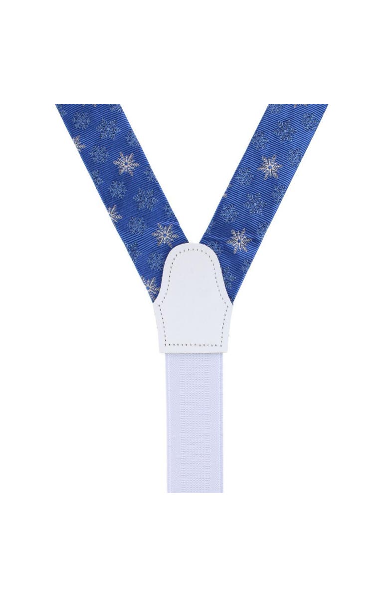 Trafalgar Let It Snow Novelty Snowflake Silk Formal End Suspenders, Alternate, color, Light Blue