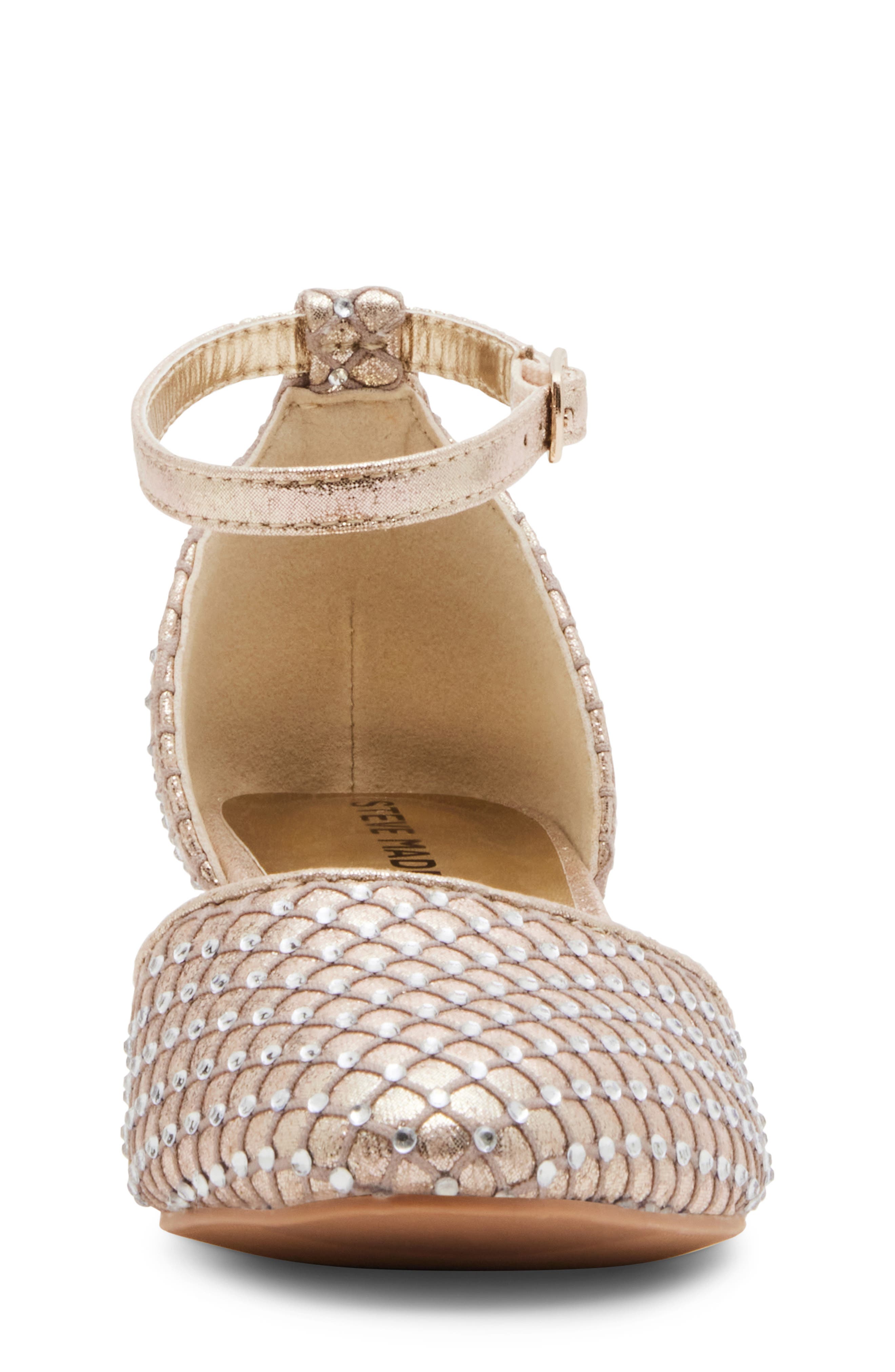 Steve Madden Prettyy Ankle Strap Block Heel Pump, Alternate, color, Gold Mesh