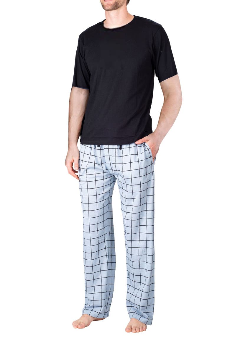 Knit Brushed Grid Flannel Pajamas, Main, color, WINDOWPANE